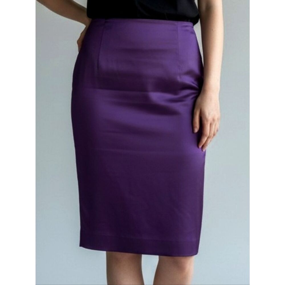 Riani Purple Satin Pencil Skirt